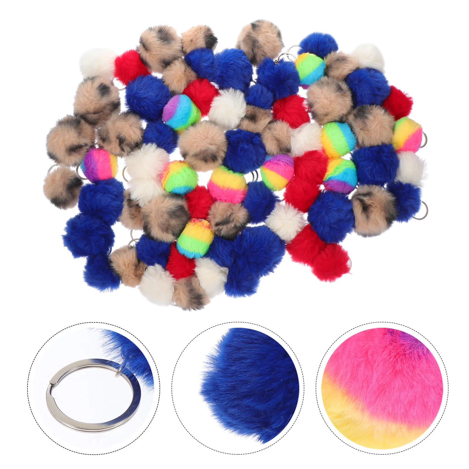 

50pcs Faux Pompom Balls Keychain Charms Bag Pendant For Handbag Car Tote Pendants Key Purse Tote Accessories Decor