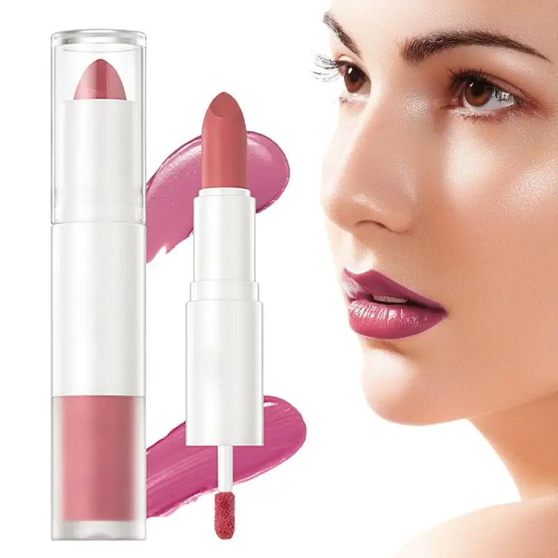 2 in 1 matten Lippenstift wasserdichten Samt Lip gloss langlebigen nackten Lippenstift Lip gloss Bleistift Kontur Make-up