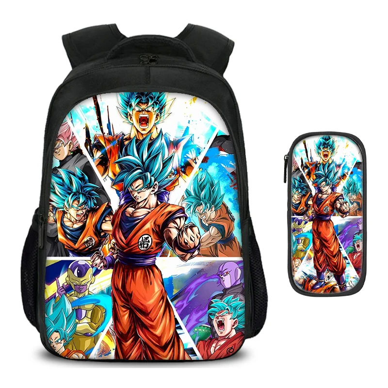 Dragon Ball Goku Anime Double layered Backpack 2Pcs/Set Child School Backpack, Pencil Bags School Bags Mochila Rucksack