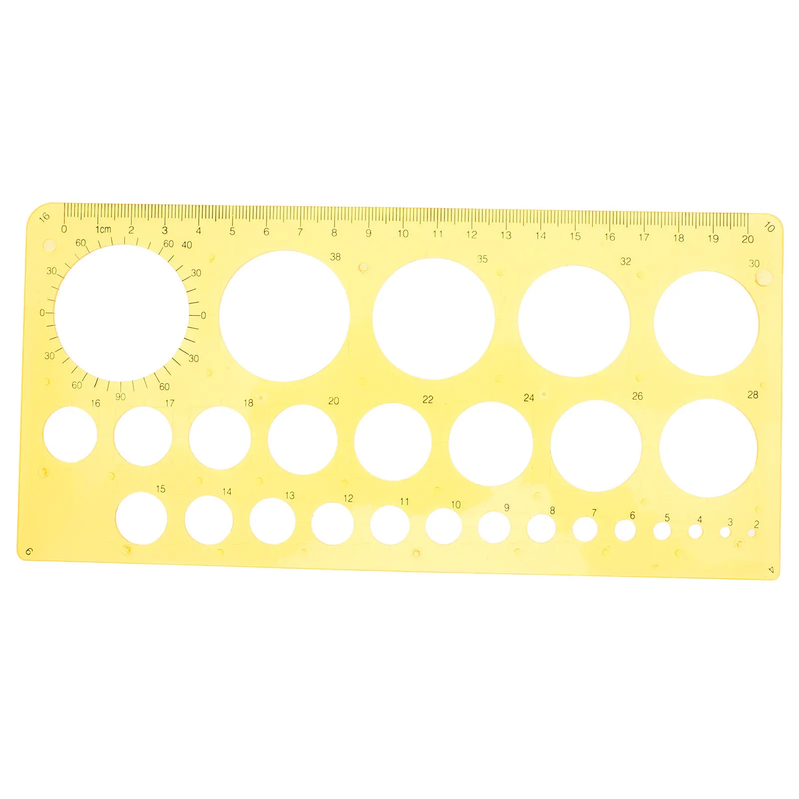 Circle Template Plastic Yellow Circle Stencil Multi-Function Drawing Ruler Precise Architect Drafting Tool for Projects