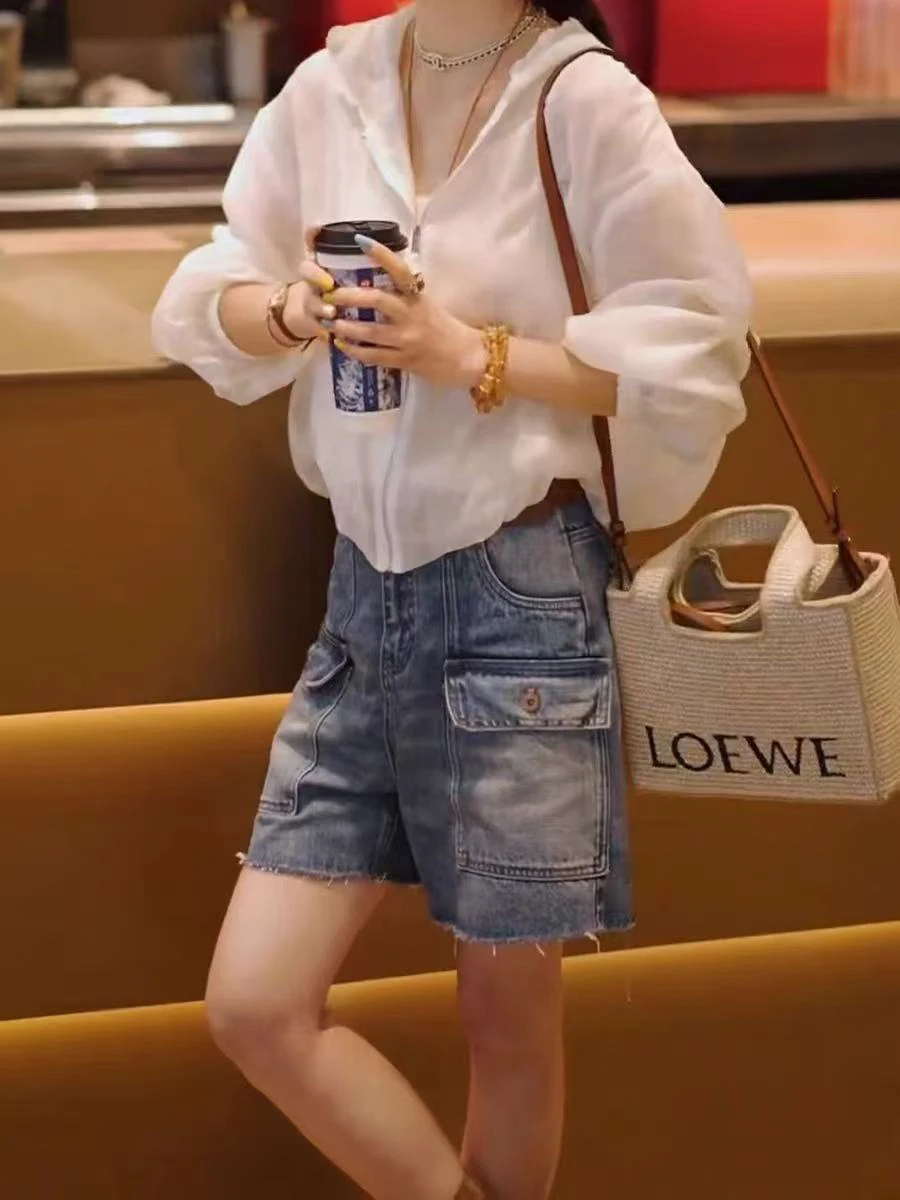 

High Waist Loose Fit American Style Denim Shorts for Women Summer plus Size Straight Leg Wide Leg Hot Pants High Waist