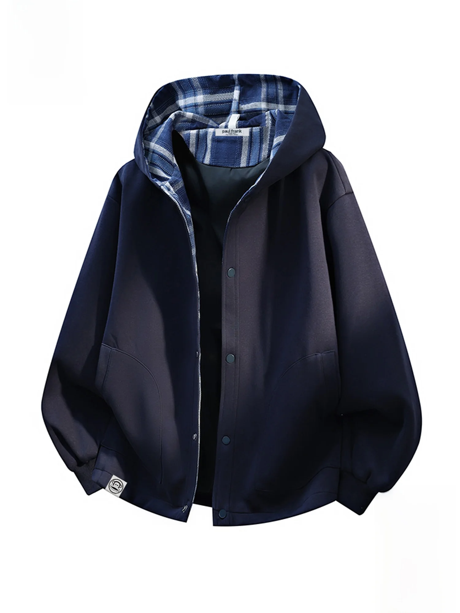 

PaulFrank American Casual Plaid Color Blo Hoodie Cardigan Men's Spring Trendy Coat Large Mouth Monkey Comfortable Fabric