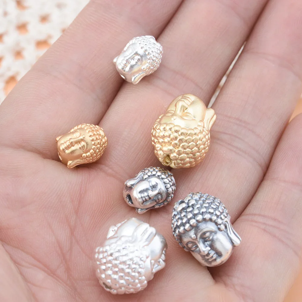 S999 full silver 3D hard bead silver accessories, double-sided Buddha beads DIY bead weaving accessories
