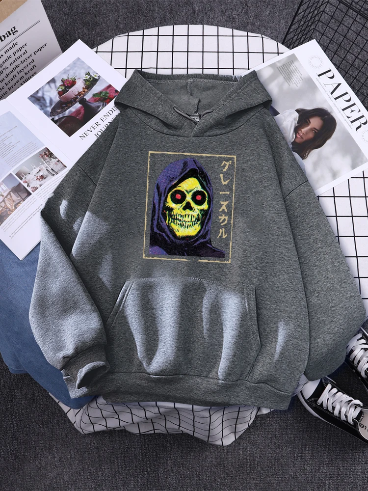 Skeletor - Masters Of The Universe Women Hoodie Street Hooded Pullovers Harajuku Hat Rope Sportswears Korean Loose Female Top