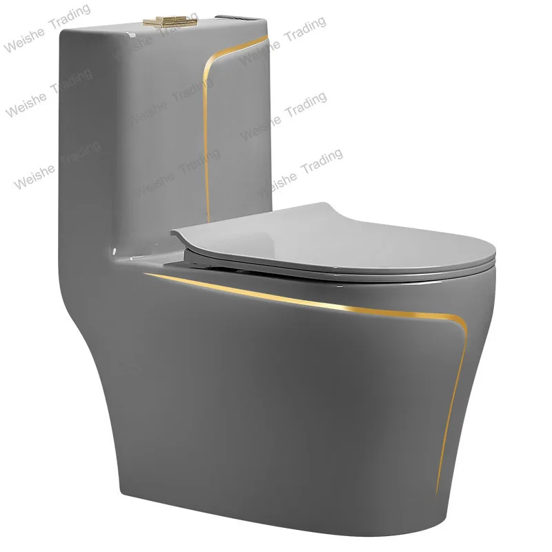 

Modern Simple Dual-Flush Ceramic Gray Toilet Sanitary Ware with Deodorant Siphon One Piece Toilet for Household Bathroom Use