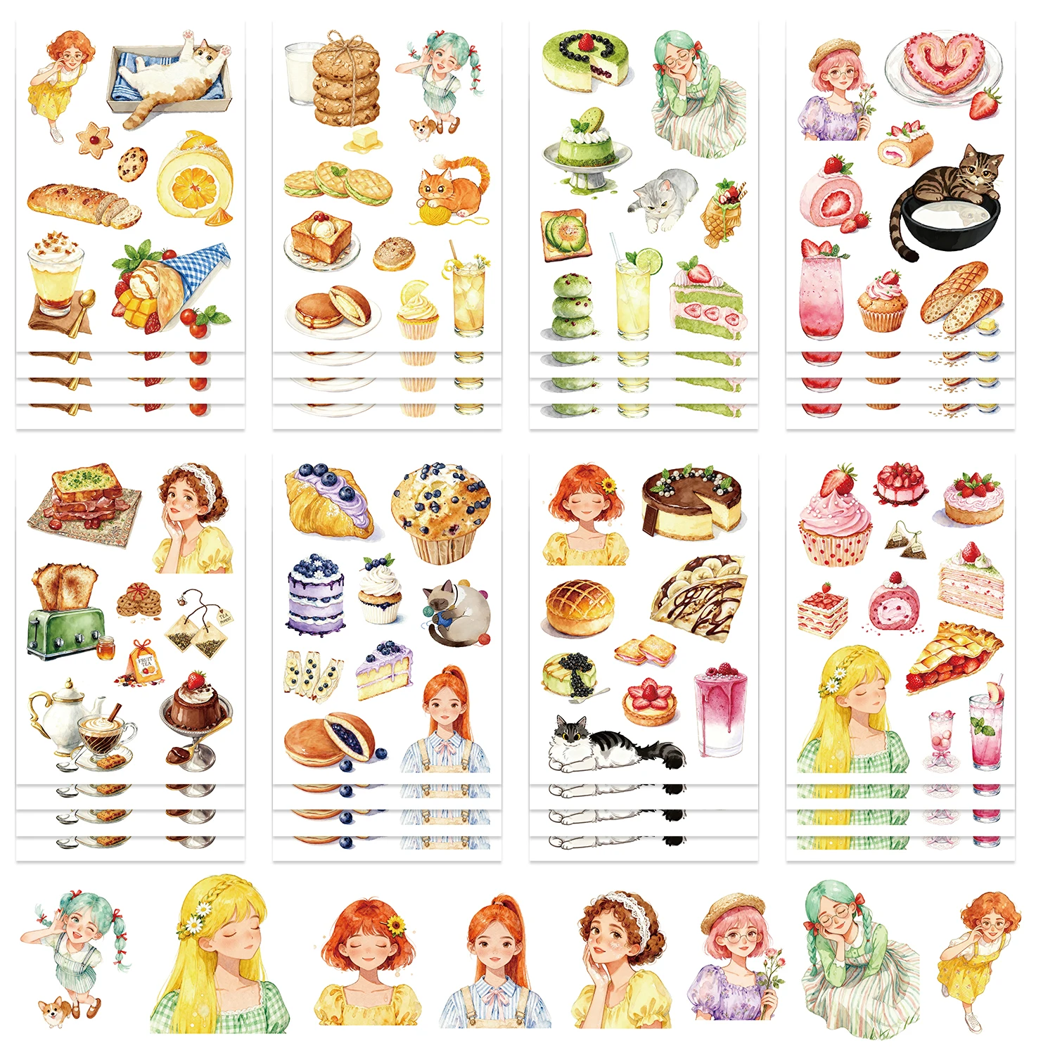 8/16/24pcs 프랑스 컨트리 디저트 얼굴 만들기 퍼즐 스티커 나만의 DIY 게임 만화 직소 퍼즐 교육용 장난감 선물