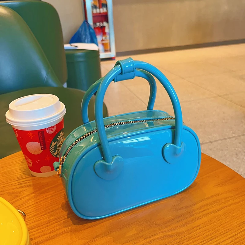 

Summer Korean PVC Jelly Shoulder Bag, Dopamine Color Mini Box Handbag, Waterproof Portable Crossbody Bag For Women Daily