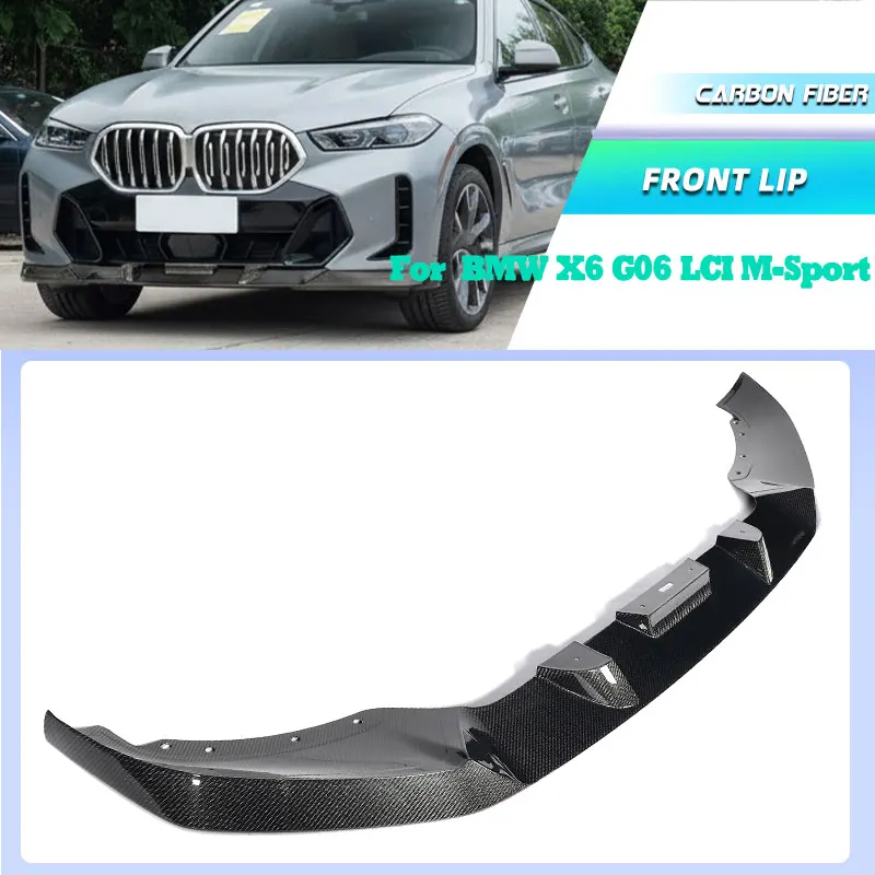

Carbon Fiber Car Front Bumper Lip Spoiler for BMW X6 G06 LCI M-Sport 2023 2024 Auto Racing Front Lip Chin Apron Body Kits