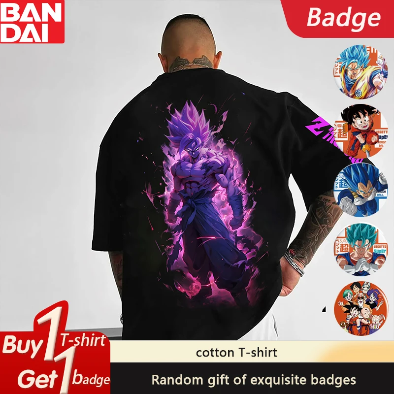 Dragon Ball Animation GOKU Vegeta Camiseta estampada tendência de verão moda solta masculina e feminina gola redonda algodão manga curta