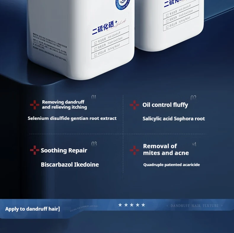 Shampoo Vitas Selenium Sulfide - Anticaspa, Coceira e Controle de Óleo, Cuidados Volumizantes - Unissex 800ml ​