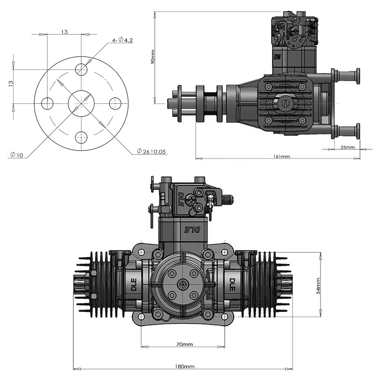 DLE40 40cc RC Модель самолета 4.8HP Двигатель для дистанционного управления g Детали двигателя самолета