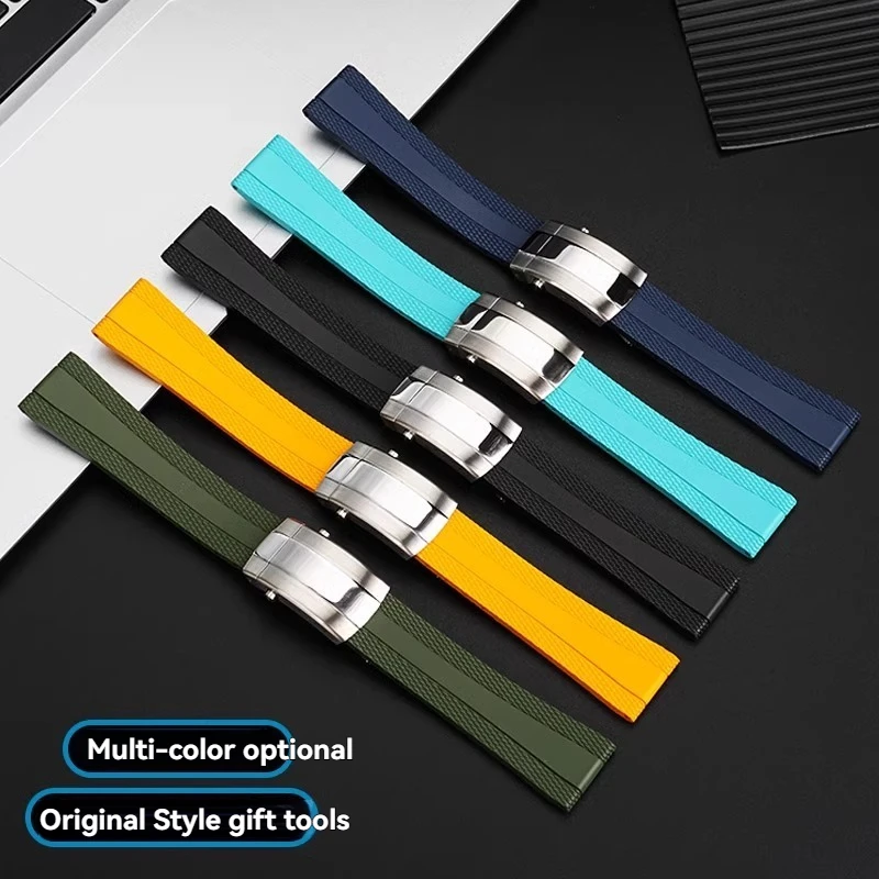 

For Breitling Super Ocean Avenger Yellow Wolf Blackbird Mechanical B01 Timing Fluororubber Watch Band FKM Rubber Bracelet 22mm