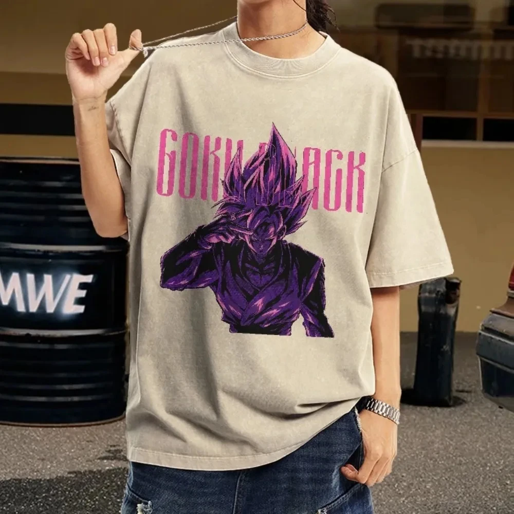 Vintage Washed Goku T-Shirt Dragon Ball Z Unisex Oversized Cotton Anime Graphic Streetwear Casual Cosplay Gift​ New
