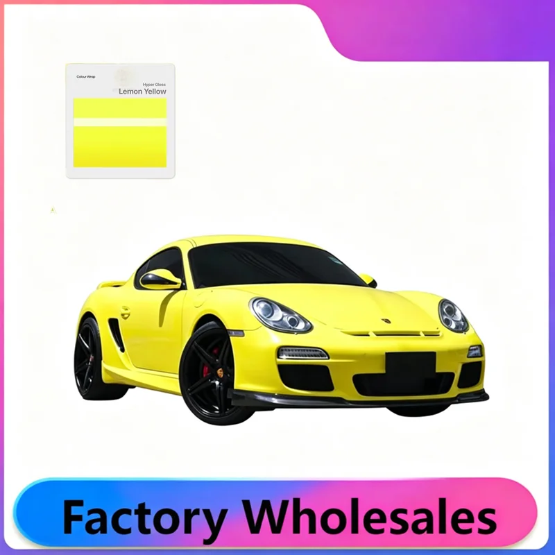 Hyper Gloss Lemon Yellow vinyl wrap film Vehicle wrapping for car wrap Bubble free easy install 1.52x18M