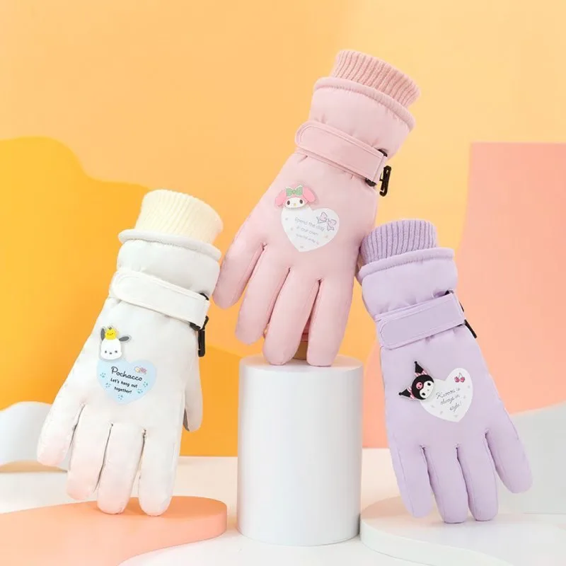 

Women's Sanrio Kuroomi Winter Ski Gloves for Outdoor Students Cycling Touchscreen Fleece Lined Thickened Coldproof Warmth