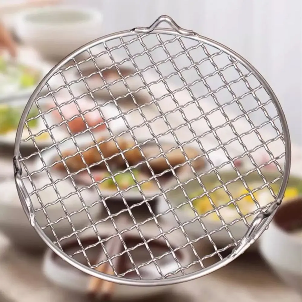 Round Air Fryer Rack Stackable Stainless Steel Grid Grill BBQ Net with Foot Cooling Rack Steam Baking Rack For Home Kitchen