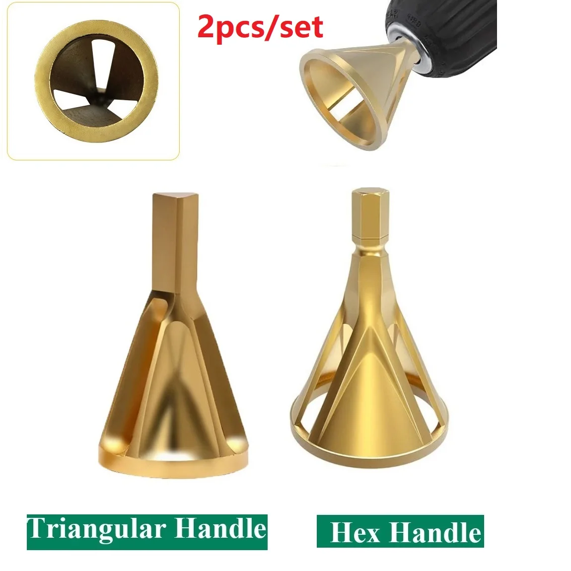 2Pcs HSS Hex Handle Deburring Tool External Chamfer Bit For Stainless Steel Metal Hole For Edge Burr Removal Drill Bits Accessor