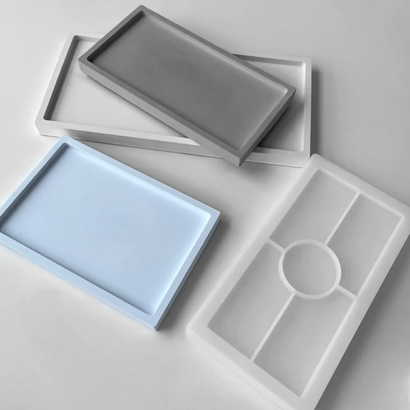 

3PC Silicone Resin Tray Mould Rectangular Fruit Dish DIY Craft Decoration Mold for Resin Casting Plate