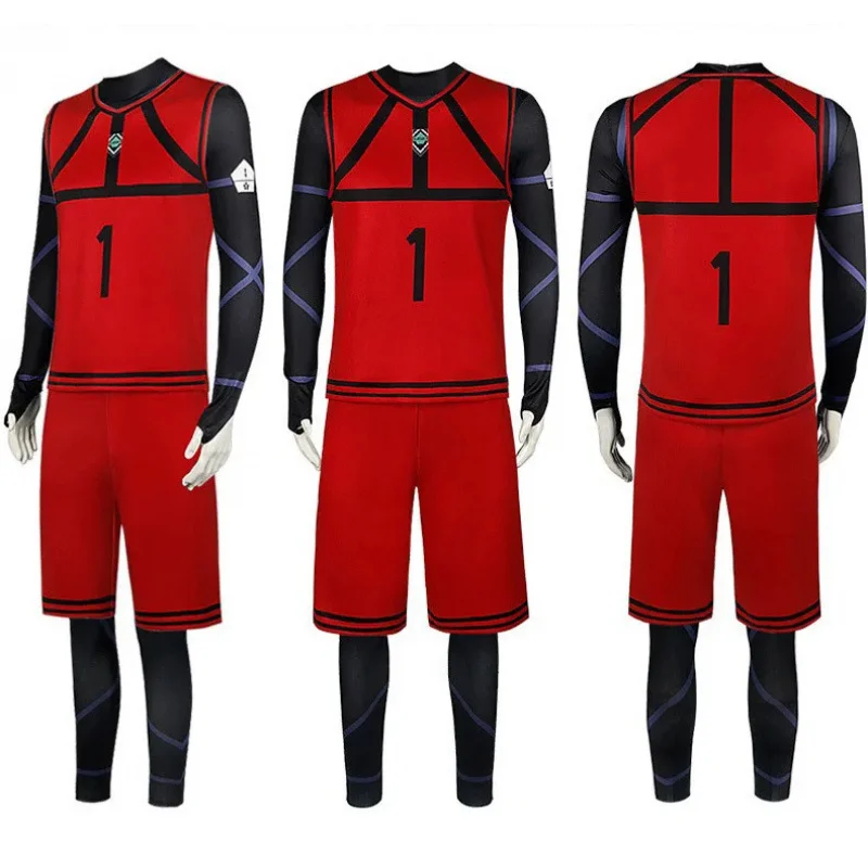 Disfraz de Cosplay de Anime Blue Lock, Itoshi Rin Chigiri Hyoma Aryu Jyubei Mikage Reo Bachira Meguru, Conjunto de Jersey Rojo y Mono