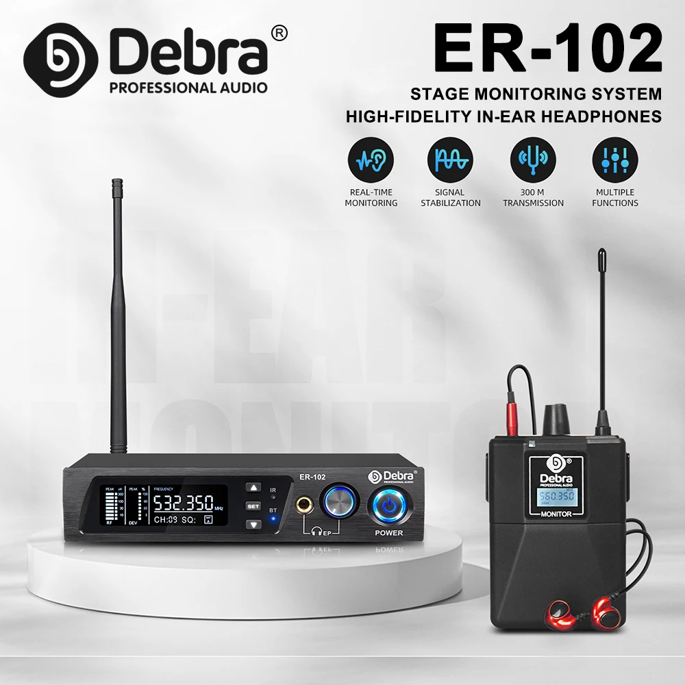 

ER-102 UHF Single Channel In-Ear Stage Monitor Wireless System with Multiple Transmitters, Bluetooth 5.0 for Small Stage Shows