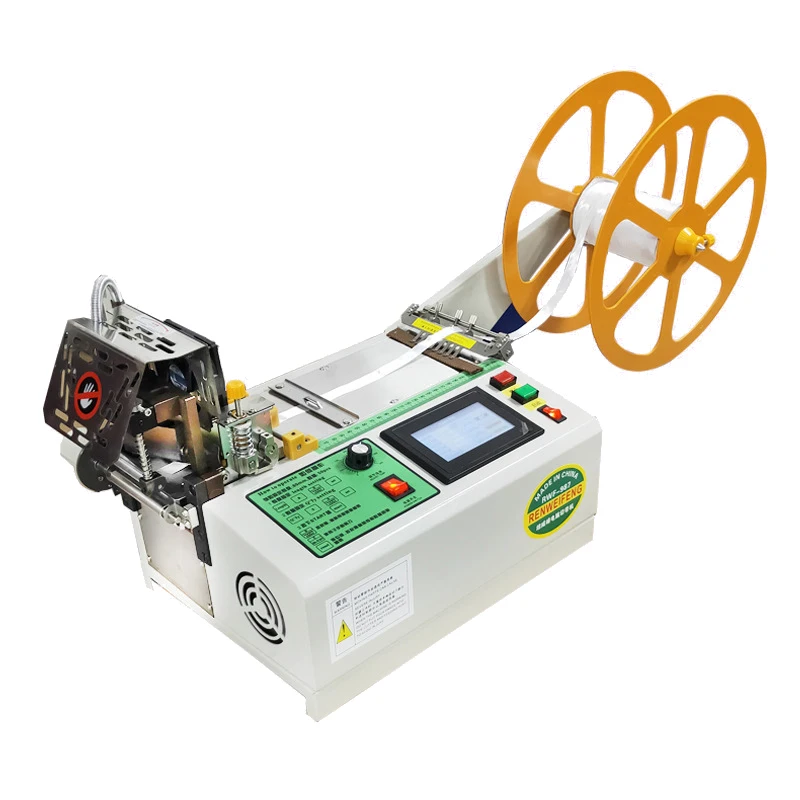 Automatic Digital Webbing Nylon Rubber Pvc Tape Fabric Cutting Machine With Cold Cutter