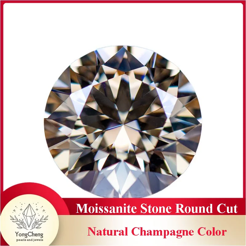 

Moissanite Stone Natural Champagne Color Round Cut Charms Gemstone DIY Ring Necklace Earrings Main Materials GRA Certificate