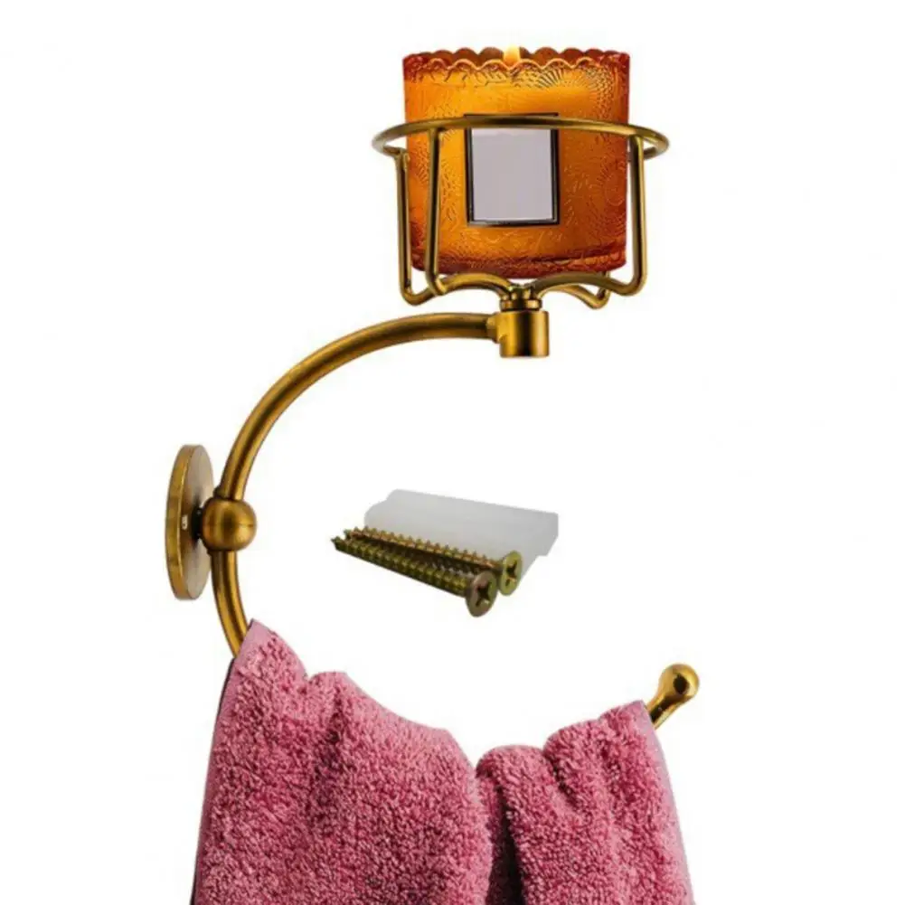 

Кольцо для полотенец в деревенском стиле, настенный держатель для полотенец с подсвечником, металлическая вешалка для полотенец для рук для ванной комнаты, туалета, кухонного полотенца, кольцо