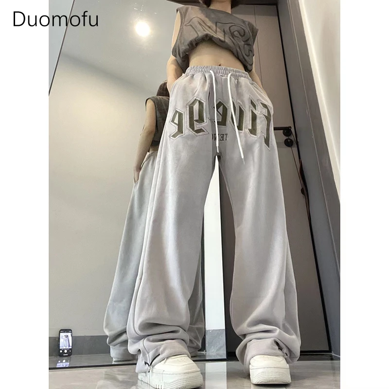 

Duomofu High Waist Pants Woman Korean Fashion Trousers Joggers Hip Hop Embroidery Sweatpants Aesthetic Streetwear Y2k Clothes