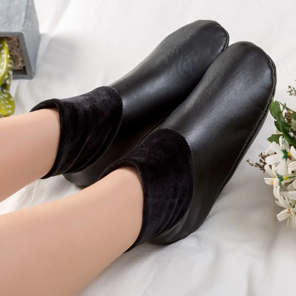 New Thickened Thermal Floor Socks Fleece Lined Non-Slip Bottom Winter Thermal Socks Waterproof Leather High Tube Socks Men Women