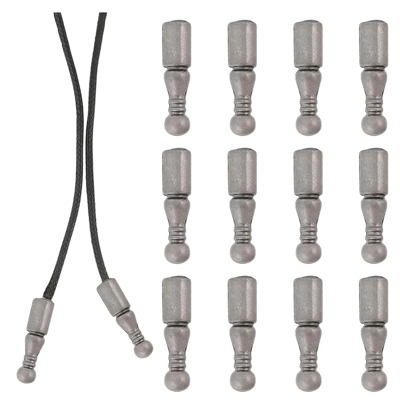 12Pcs Bolo Tie Tips Replacement End Caps Long Alloy Cord Ends Smooth For Clothes Decoring Chain Bracelet DIY Crafts