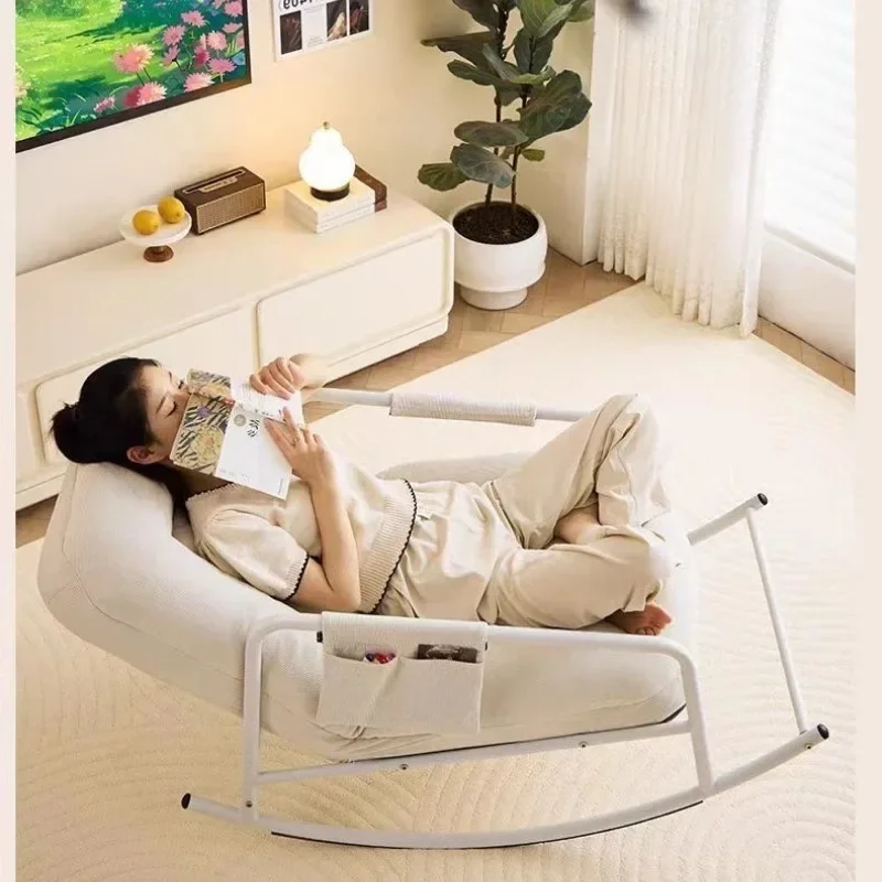 Mecedora nórdica ajustable de 5 engranajes, sofá de hierro forjado para ocio, sofá individual para el almuerzo, sofás de doble uso para sentarse o acostarse