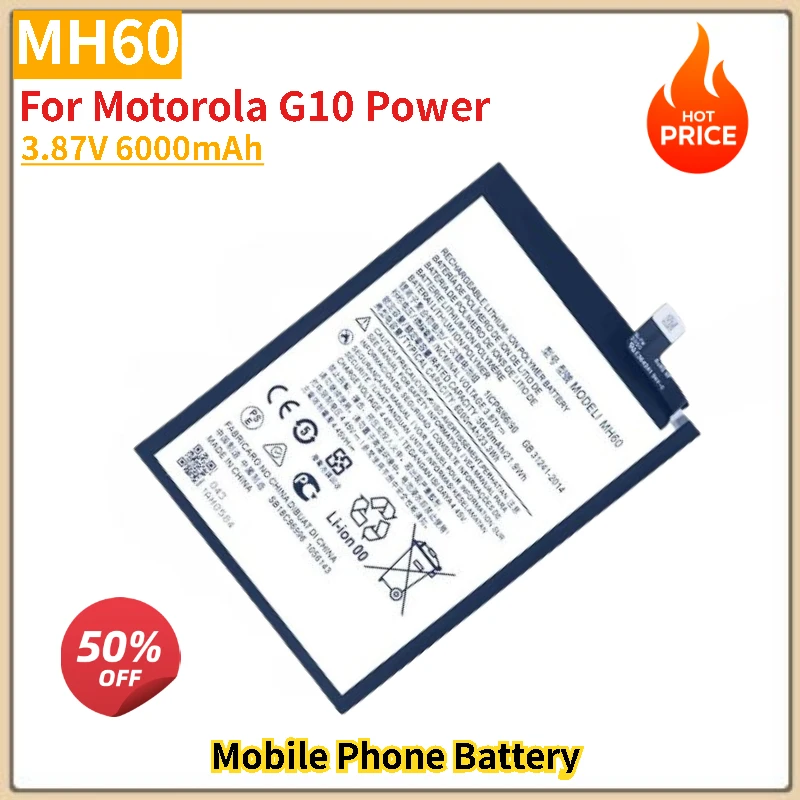 MH60 battery 3.87V 6000mAh For Motorola G10 Power Mobile Phone Replacement Battery Brand-New High Quality