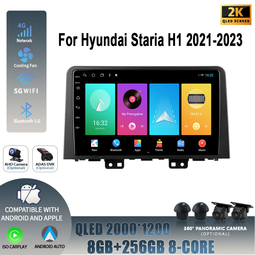 Android 14 For Hyundai Staria H1 2021-2023 Head Unit Wireless Carplay Screen Car Radio Multimedia Navigation Player 2DIN 4G WIFI