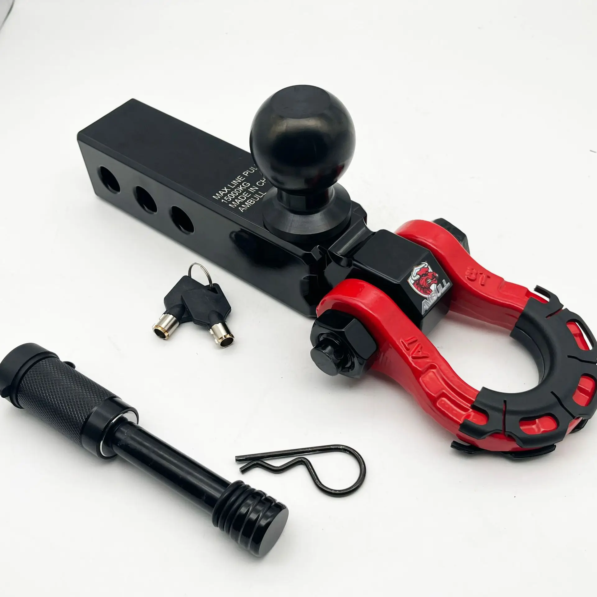 Extended trailer arm with ball head square mouth universal solid high tensile off-road vehicle towing hook