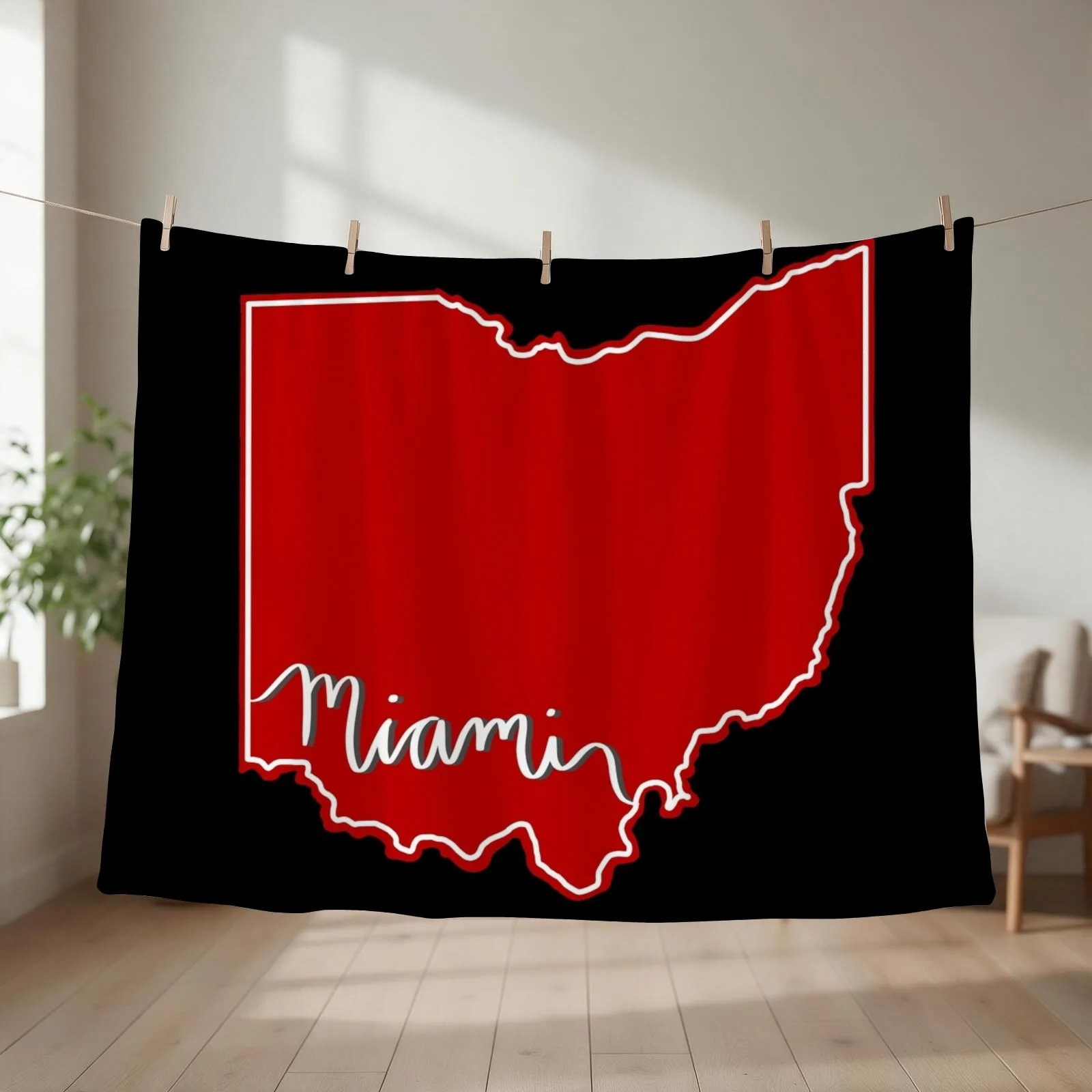 Miami Caligraphy Ohio Outline Throw Blanket Plaid on the sofa manga Baby Blankets For Bed Blankets