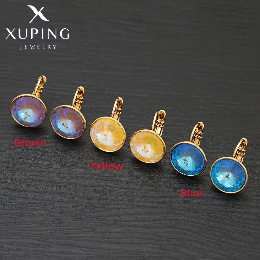 Xuping-Boucles d'Oreilles Rondes en Alliage de Cuivre et Or Clair, Bijoux à la Mode, Cadeau de ixpour Femme et Fille, X000647177