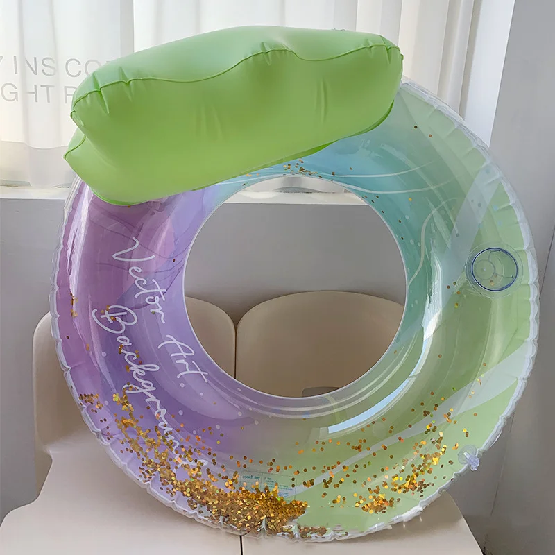 New Sequined Inflatable Pool Floating Swimming Ring Mattress Water Float Sea Lounge Bed Recliner For Adults Kids Pool Party Toys