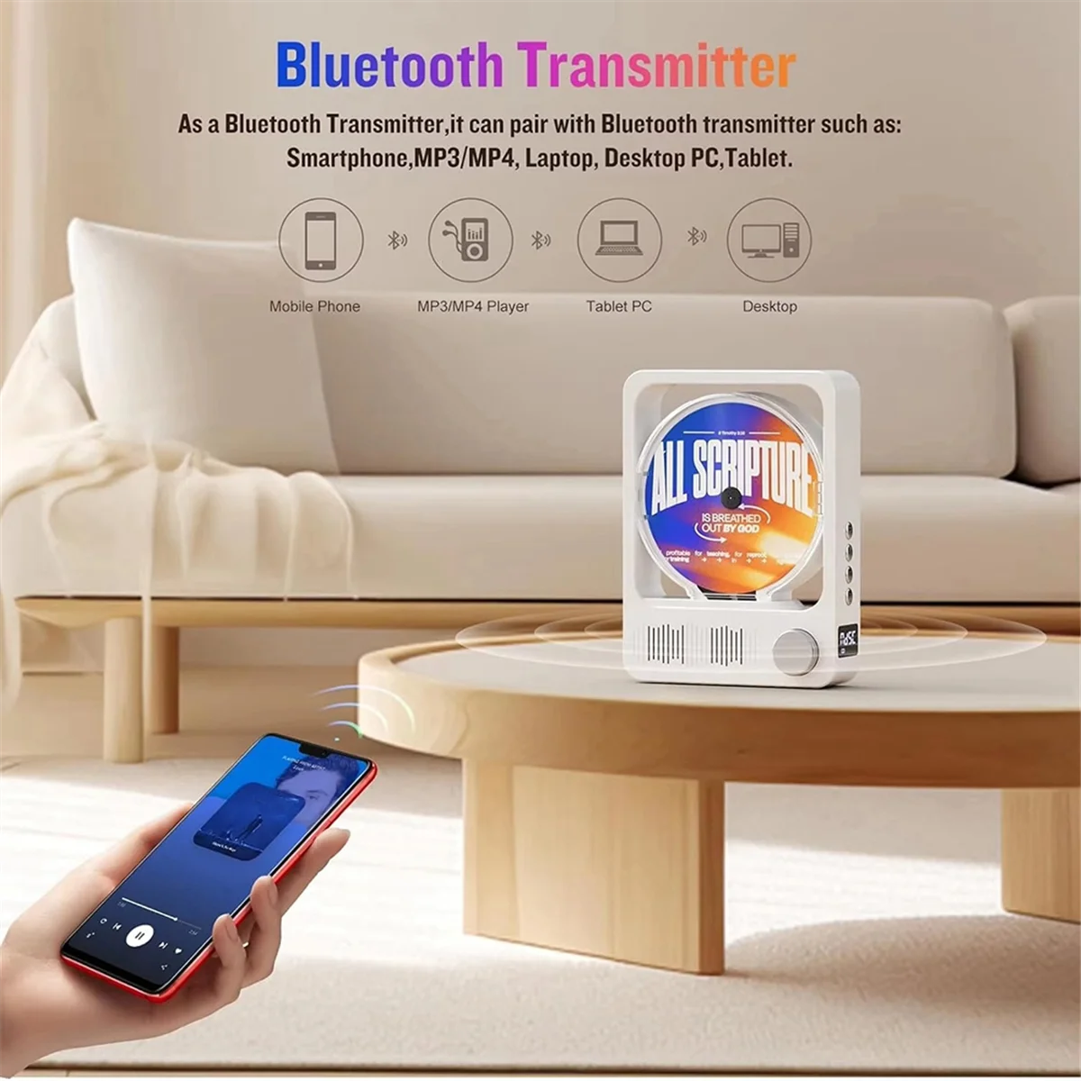 

Новый настольный проигрыватель компакт-дисков Bluetooth 5.3 с динамиками, стереозвуковой плеер HiFi с дистанционным управлением и светодиодным дисплеем для дома