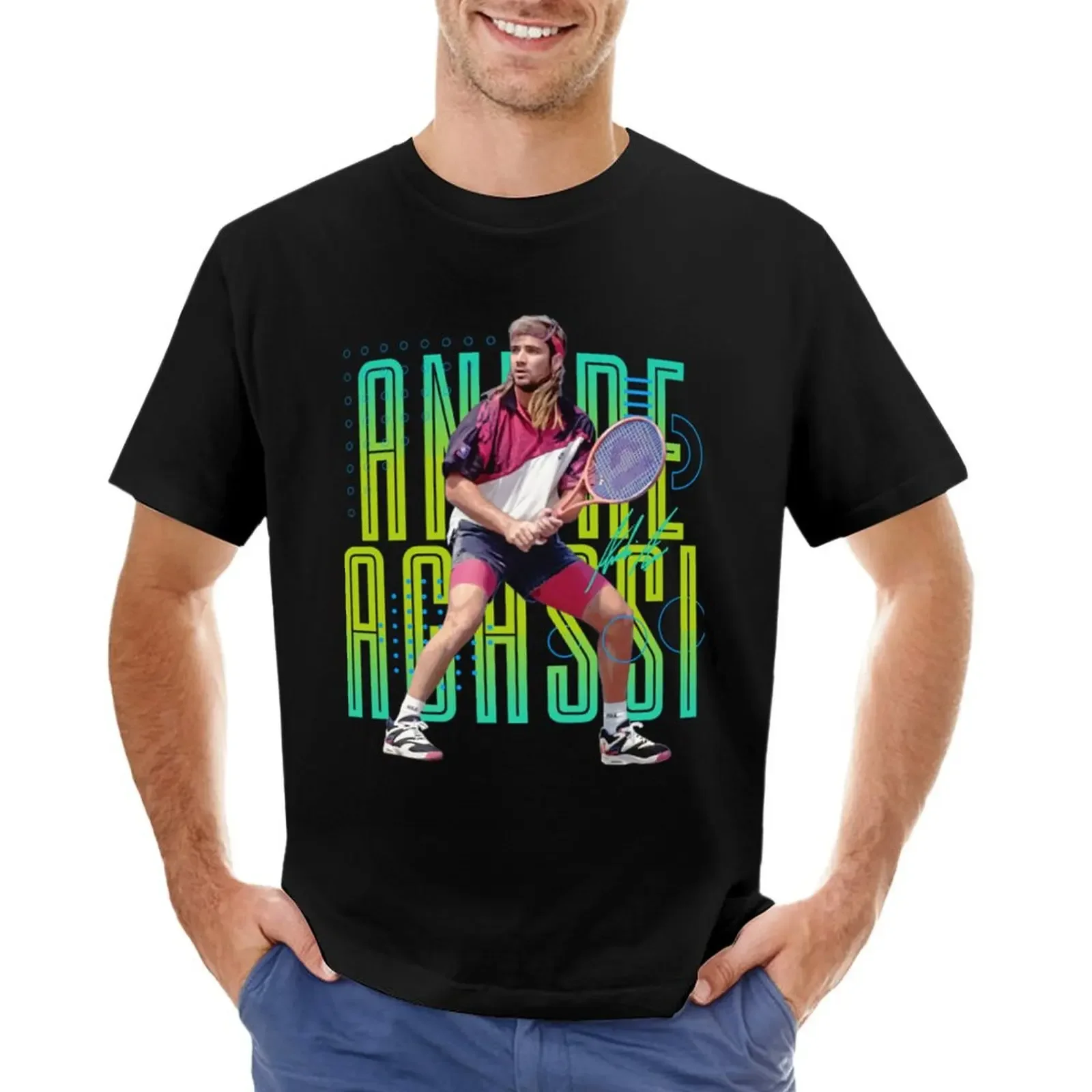 Andre Agassi 90's T-shirt new edition customizeds customs design your own black t-shirts for men