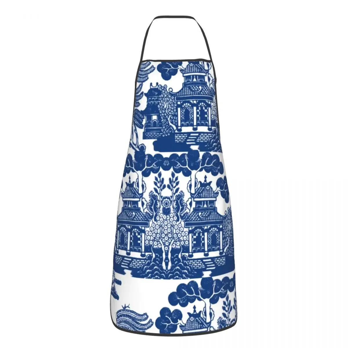 Blue Willow Chinoiserie Blue And White Porcelain Inspiration Apron Men Women Kitchen Chef Bib Tablier Cuisine Cooking Baking