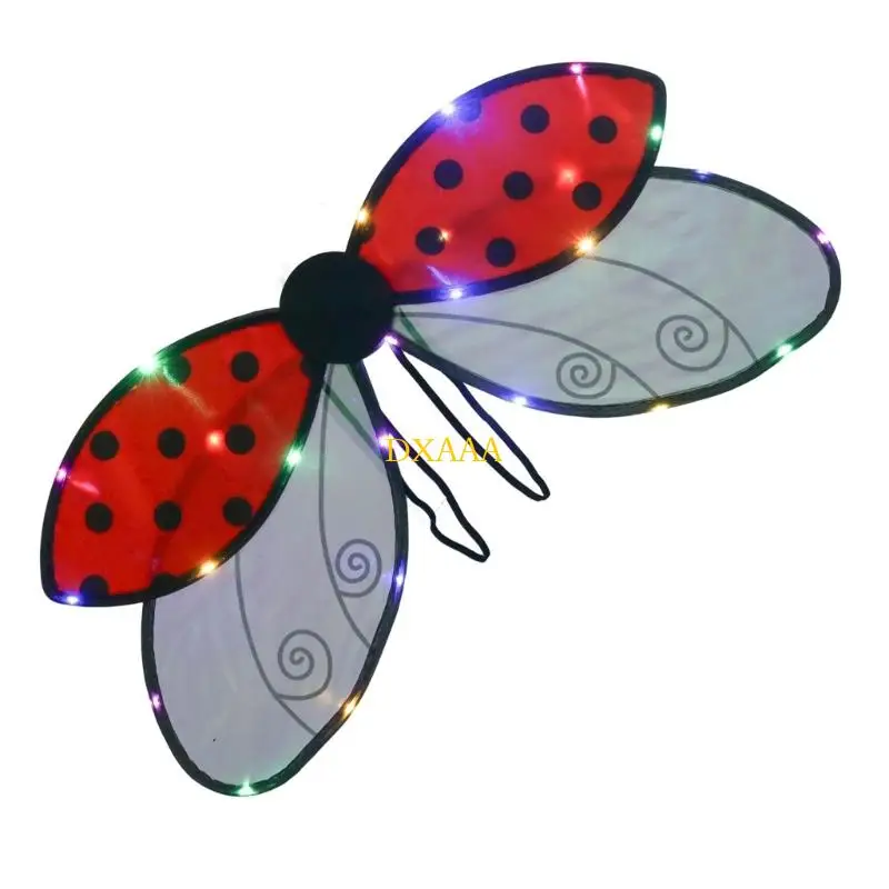DXAA Kinder Marienkäfer Cosplay Flügel Organza Stoff Konstruktion Realistische Detaillierung Kostüm Zubehör Für Kinder Kinder