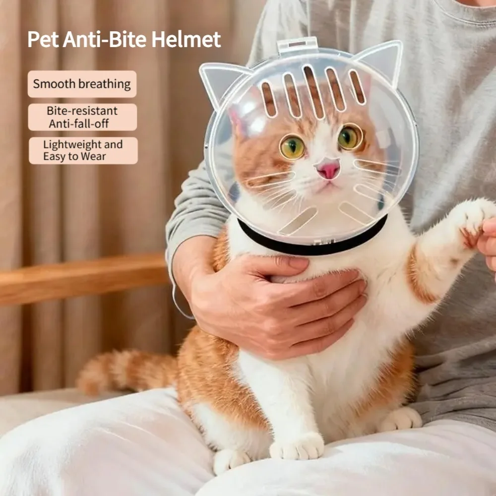 Transparent Cat Muzzle Pet Grooming Cover Face Cover Cat Anti Bite Accessories Cats Anti Licking Space Hood Breathable Helmet