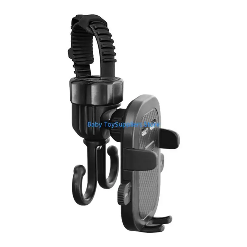 R1WF Multipurpose Pram Hook Double Liger Ogansier Phone حامل حامل حامل مع مرفق عربات سهلة التثبيت