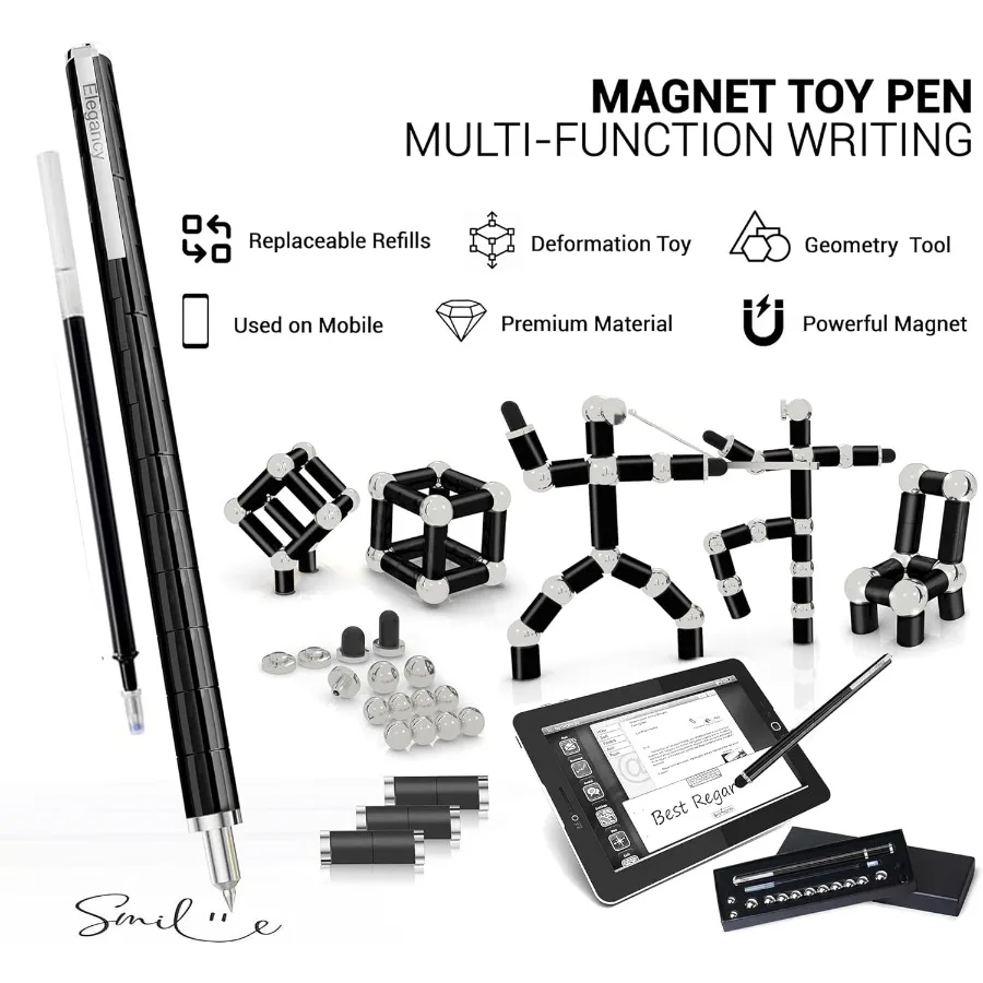 أناقة تململ القلم كرات مغناطيسية تشوه الضغط قلم مغناطيسي تململ لعبة للمراهقين قلم حبر جاف متعدد الوظائف #3