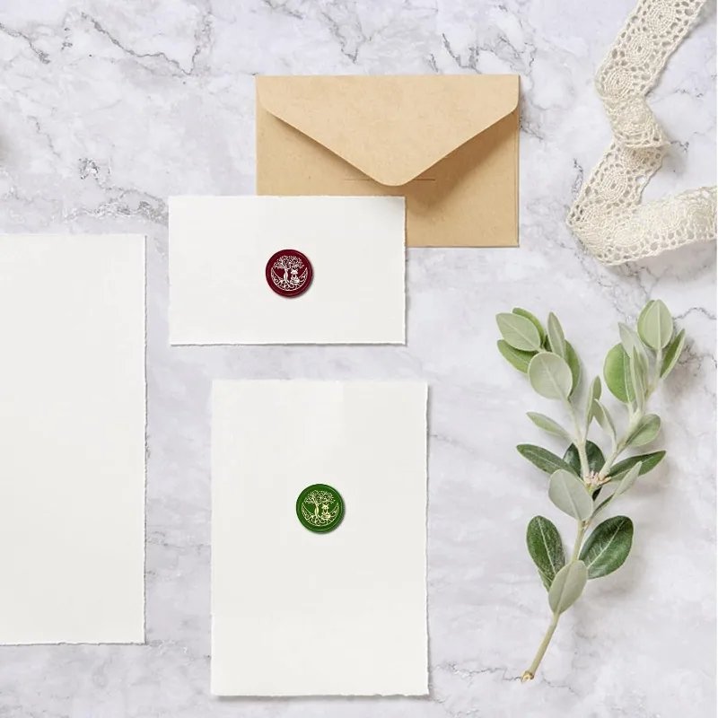 1 مجموعة الثعلب ختم من الشمع ختم شجرة الحياة ختم الشمع Stamps القمر 30 مللي متر الرجعية خمر للإزالة النحاس ختم رئيس مع مقبض الخشب