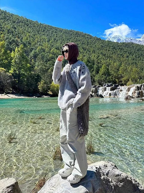 

Vintage American Sle Knitted Sweater Coat for Men And Women Autumn Winter High End Feel Diamond Pattern Embroidery Outerwear