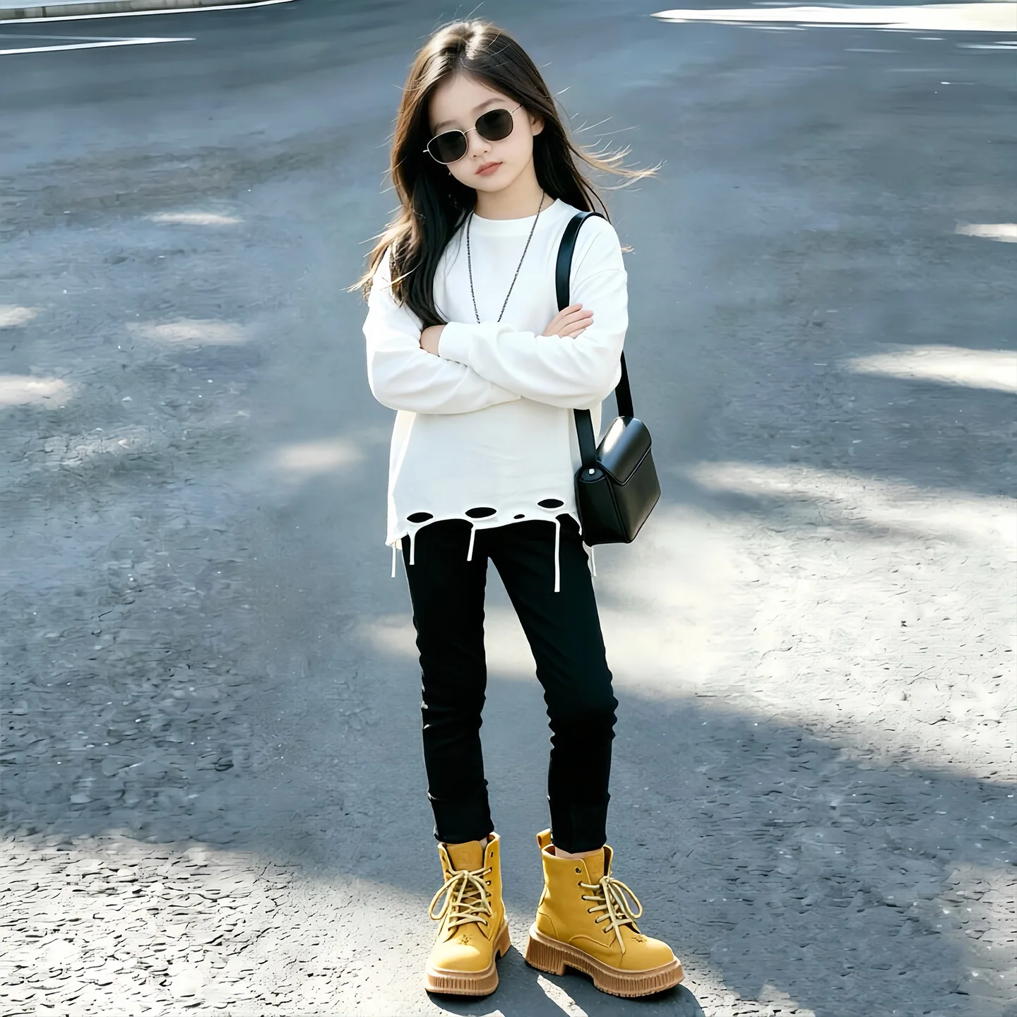 New Autumn Winter Girls Clothes Baby 1pc Loose Hole T-shirt Sweatshirt or 1pc Stretch Leggings Teenager Kid 4 8 9 10 11 12 Year