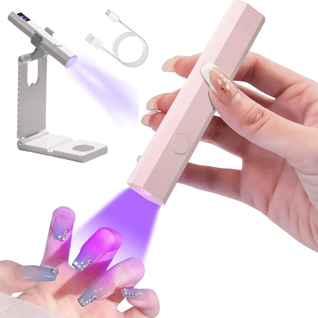 Handheld UV/LED Light for Nails 3W Portable Mini UV Light for Gel Nail 2 Timer Setting LED Nail Lamp Home Use
