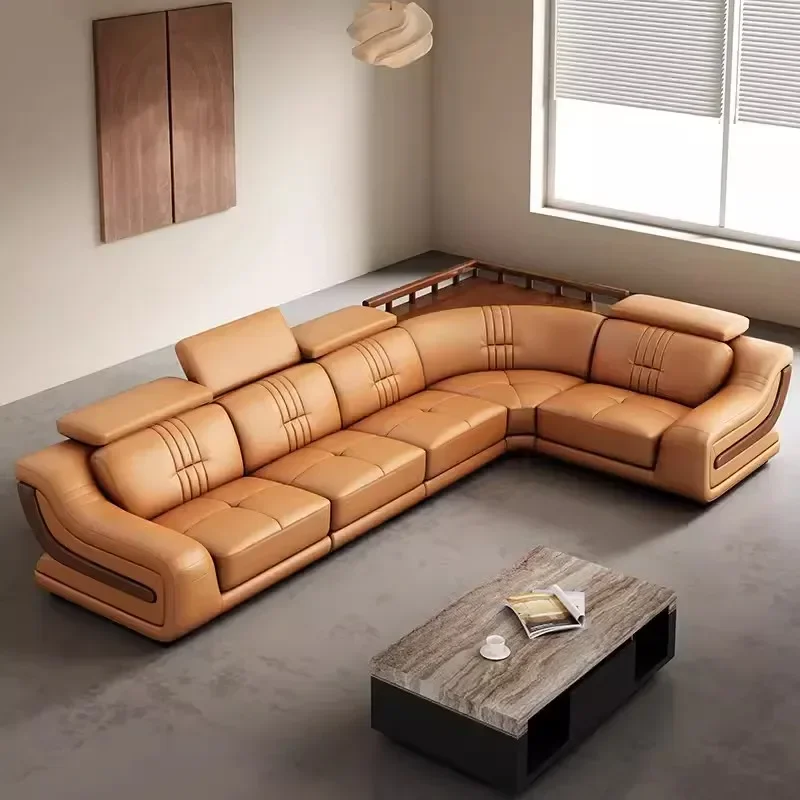 

Linlamlim Premium Italian Genuine Leather Sofa Set Big Sectional Couch Living Room Sofas With Adjustable Headrest Home Furniture