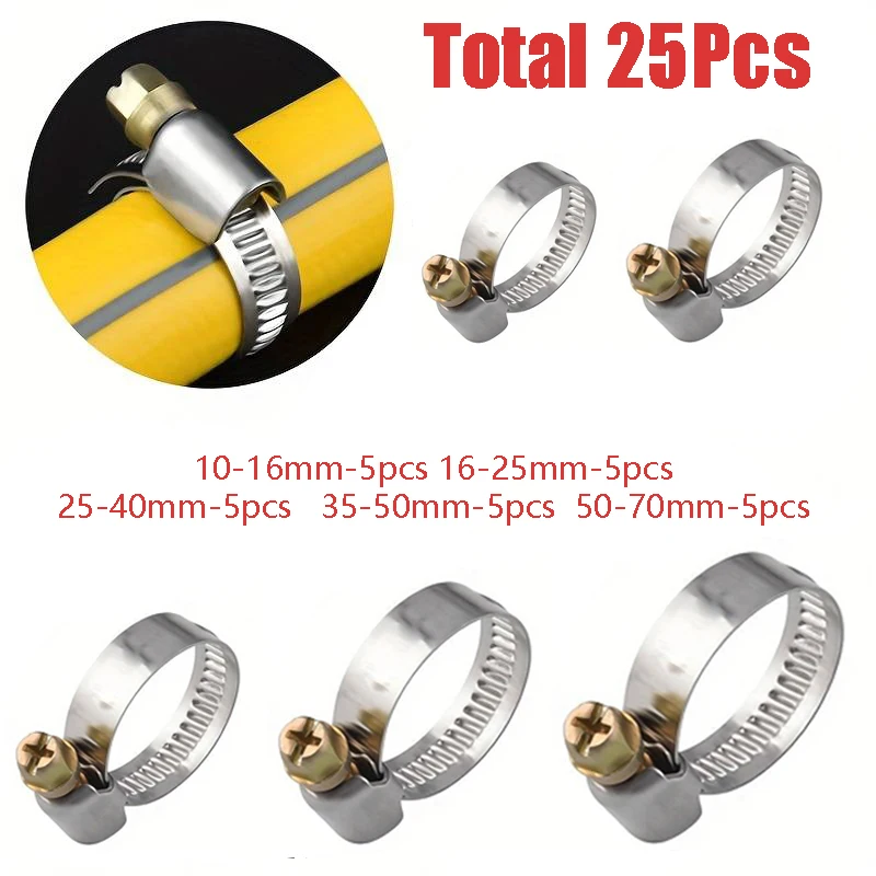 Fascette per tubi flessibili in acciaio inossidabile da 25 pezzi 16mm-70mm Fascette per tubi flessibili tedesche a croce per tubo dell'aria Tubo dell'acqua Tubo flessibile del carburante